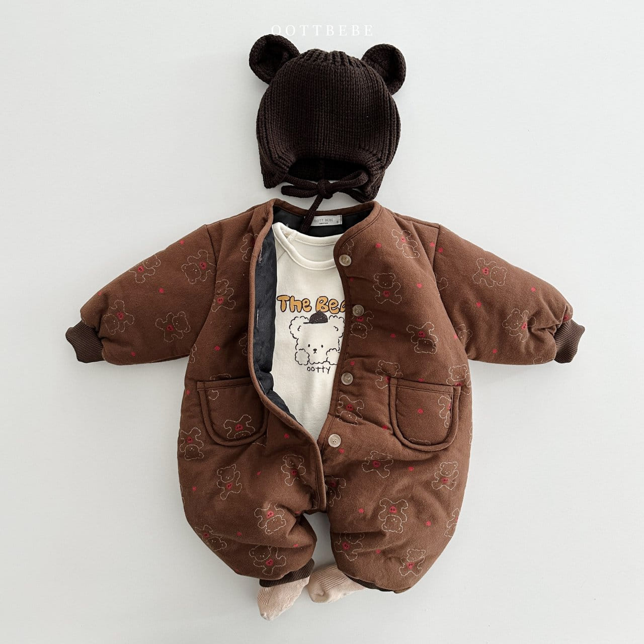 Oott Bebe - Korean Baby Fashion - #babyootd - Heart Bear Padding Body Suit - 5