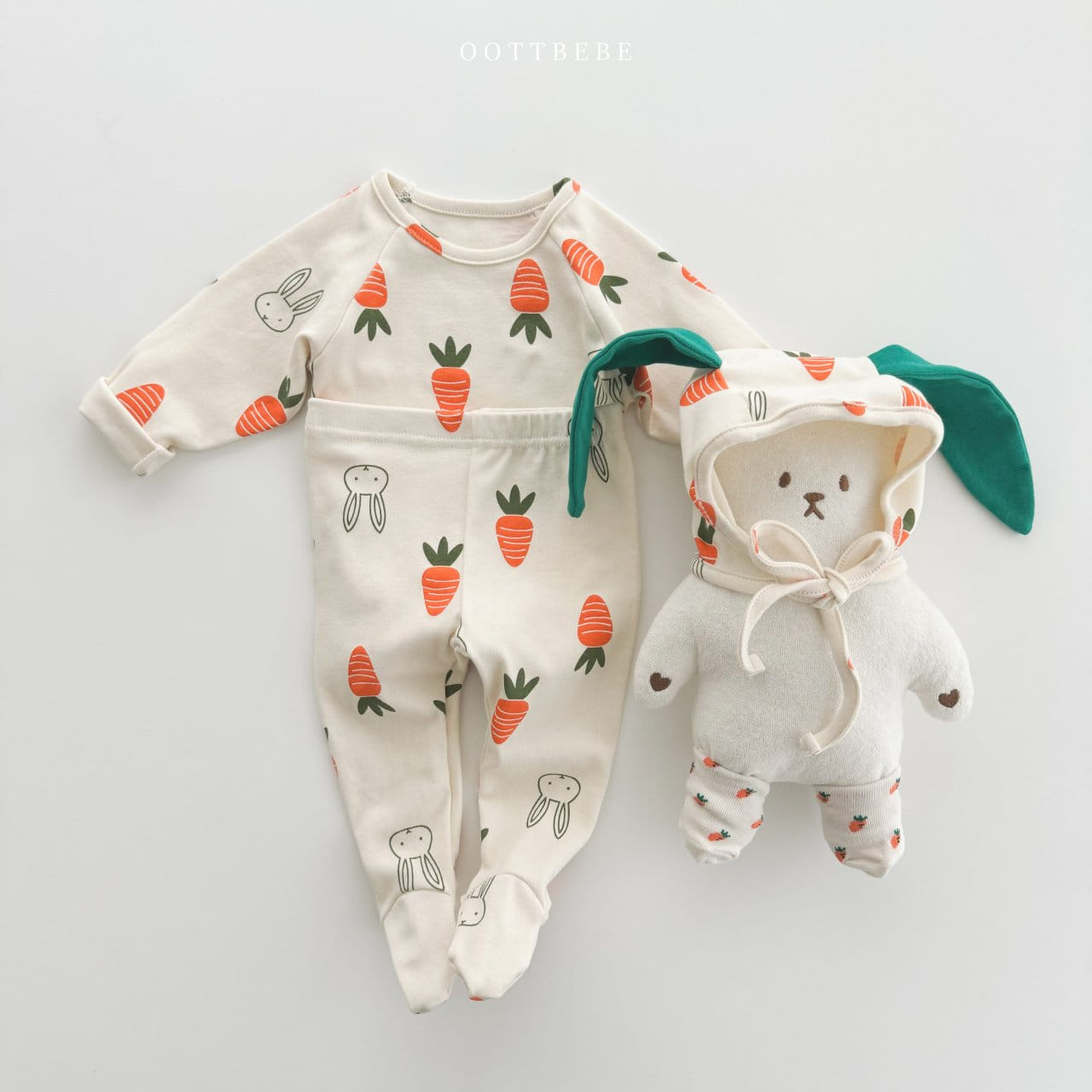 Oott Bebe - Korean Baby Fashion - #babyoutfit - Long Sleeves Vegetable Bodysuit Set - 5