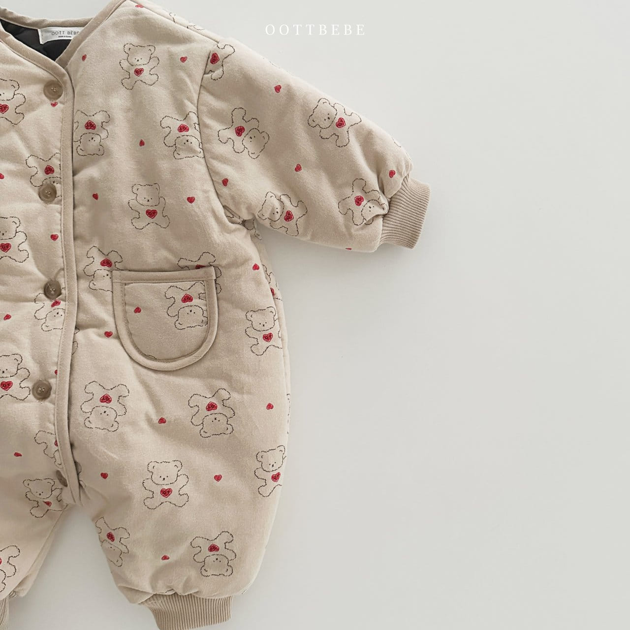 Oott Bebe - Korean Baby Fashion - #onlinebabyboutique - Heart Bear Padding Body Suit - 9
