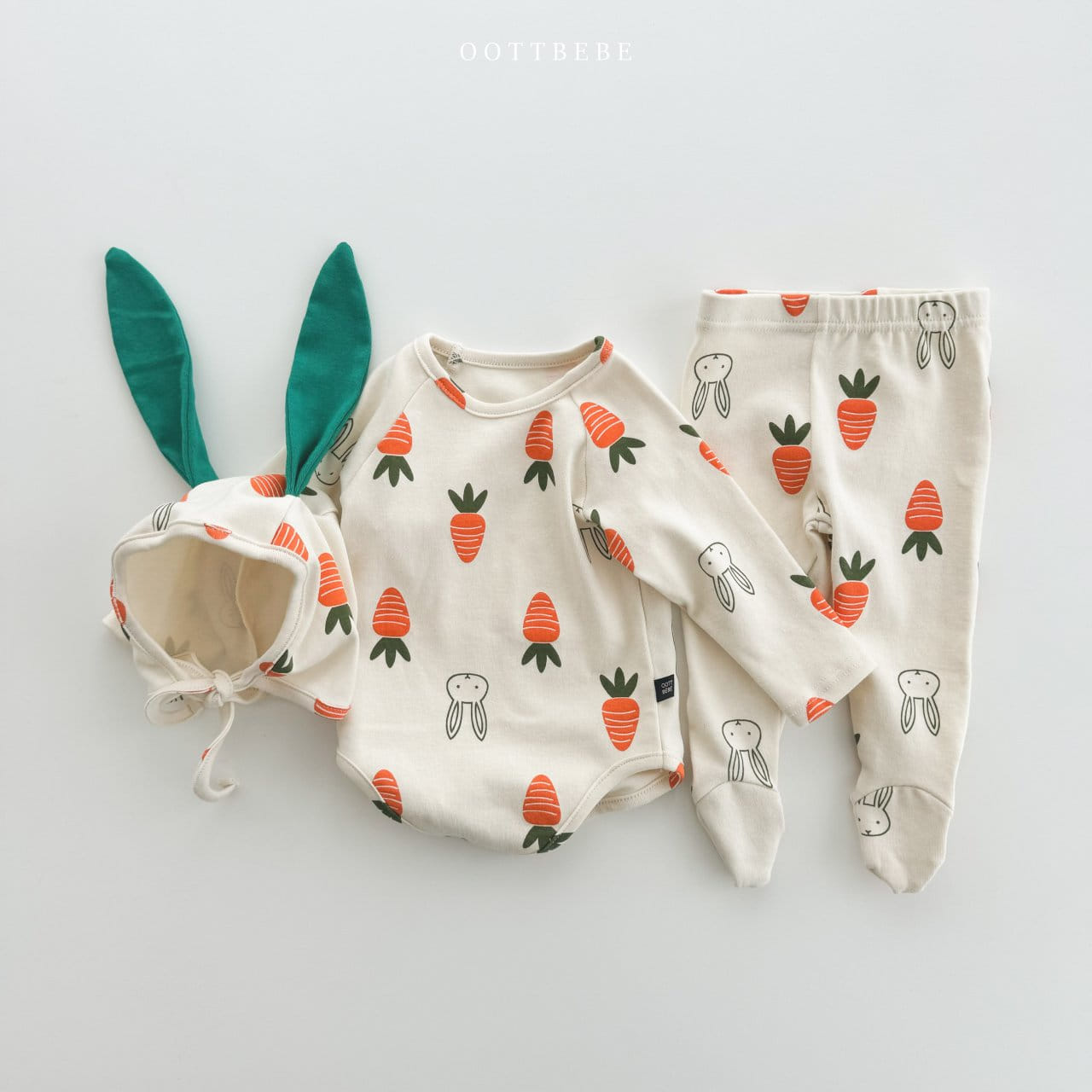 Oott Bebe - Korean Baby Fashion - #onlinebabyshop - Long Sleeves Vegetable Bodysuit Set - 9