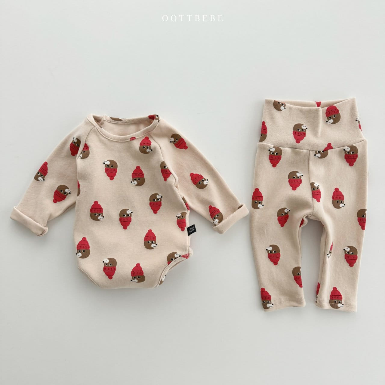 Oott Bebe - Korean Baby Fashion - #onlinebabyshop - Animal Painting Bodysuit Leggings Set - 8