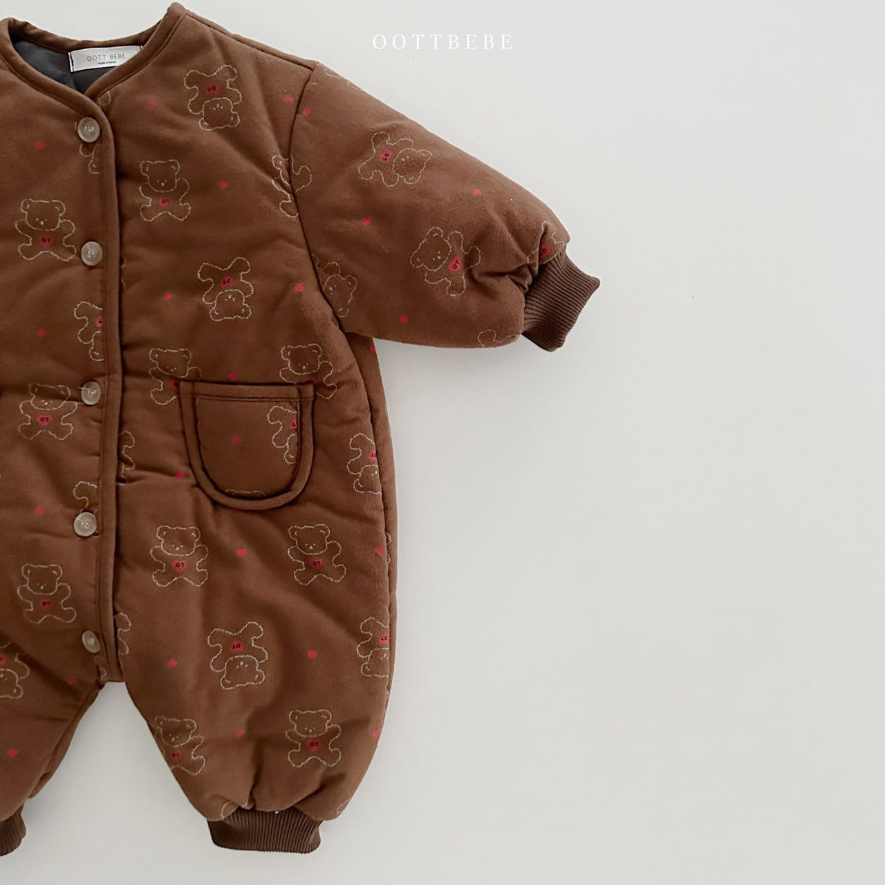 Oott Bebe - Korean Baby Fashion - #onlinebabyshop - Heart Bear Padding Body Suit - 10