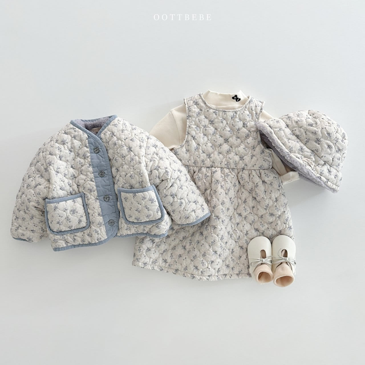 Oott Bebe - Korean Children Fashion - #designkidswear - Sage Flower Padding Jumper - 3