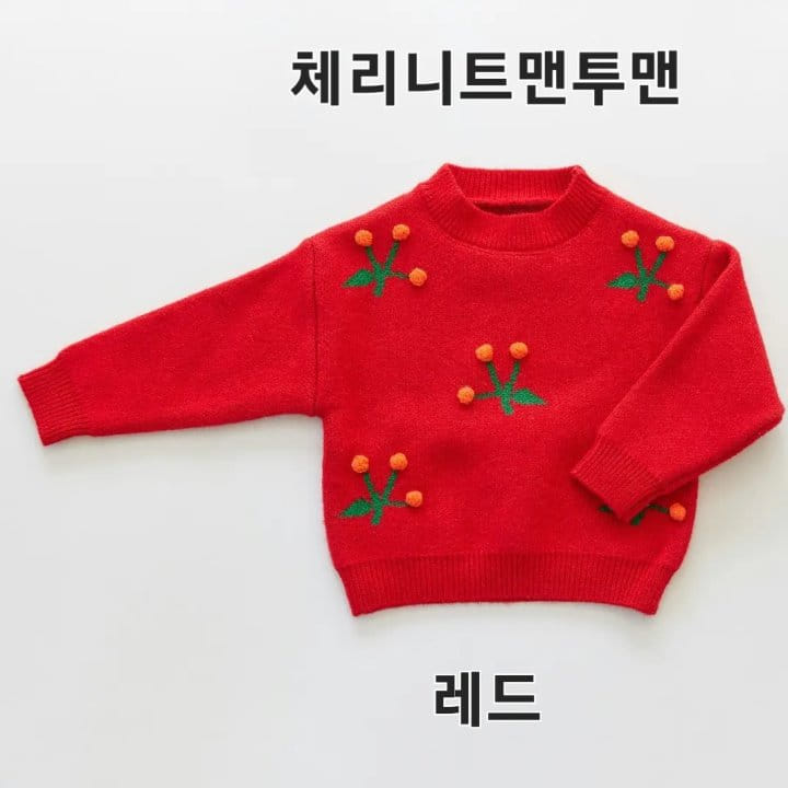 Orange Mom - Korean Children Fashion - #Kfashion4kids - Cherry Knit Sweatshirt - 2