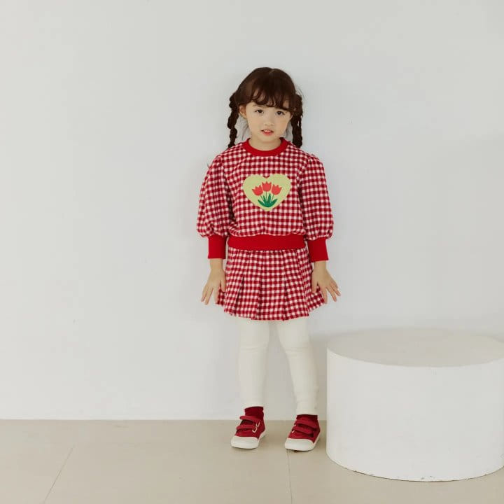 Orange Mom - Korean Children Fashion - #childofig - Tulip Check Blouse - 2