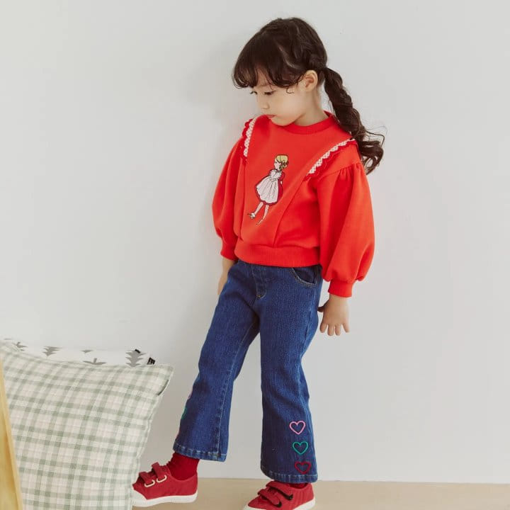 Orange Mom - Korean Children Fashion - #kidsstore - Lace Slit Sweathsirt