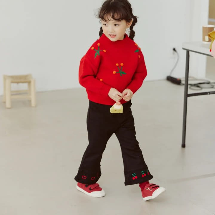 Orange Mom - Korean Children Fashion - #kidzfashiontrend - Cherry Knit Sweatshirt