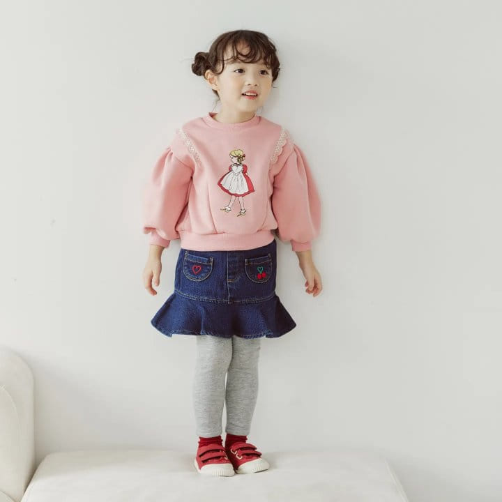 Orange Mom - Korean Children Fashion - #kidzfashiontrend - Lace Slit Sweathsirt - 2