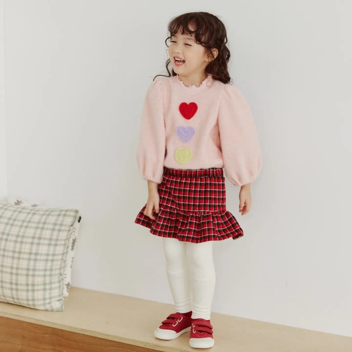 Orange Mom - Korean Children Fashion - #littlefashionista - Heart Knit Sweatshirt - 2