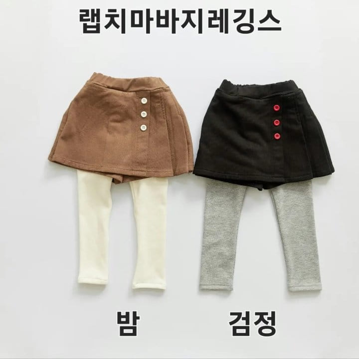 Orange Mom - Korean Children Fashion - #prettylittlegirls - Warp Skirt Leggings - 6