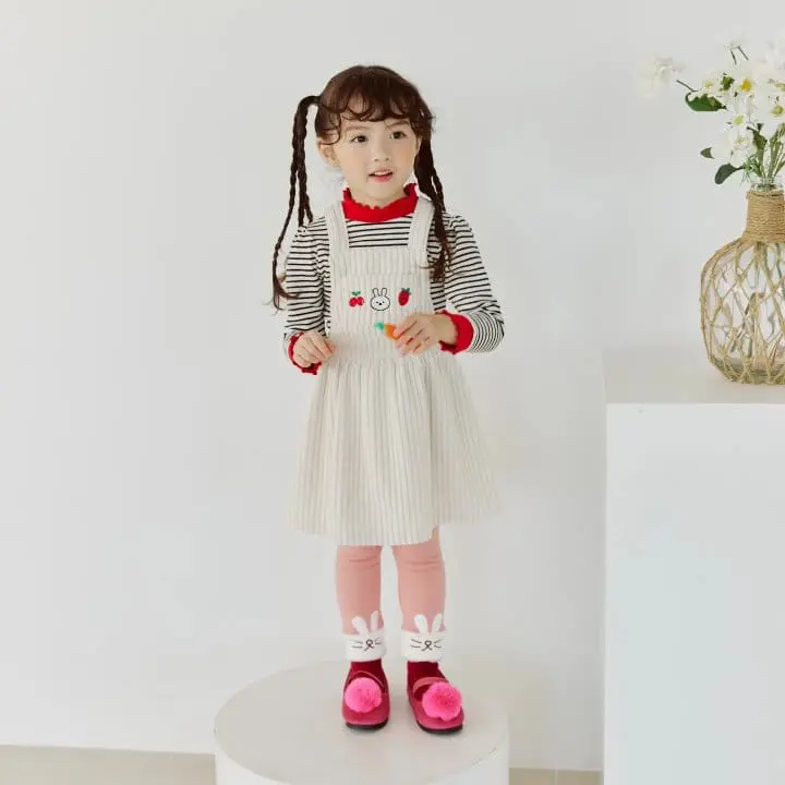 Orange Mom - Korean Children Fashion - #prettylittlegirls - Rib Dungarees One-piece