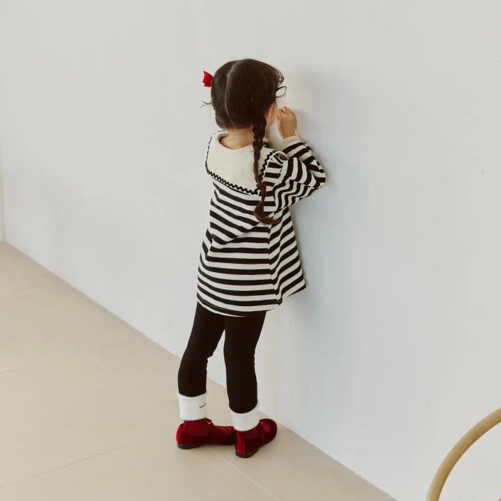 Orange Mom - Korean Children Fashion - #toddlerclothing - Stripes Collar ONE-piece - 3