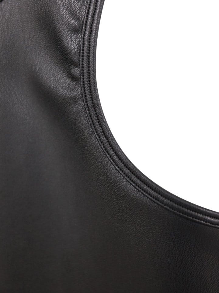 Paper Moon - Korean Women Fashion - #momslook - vegan leather cropped tank sleeveless top - 10