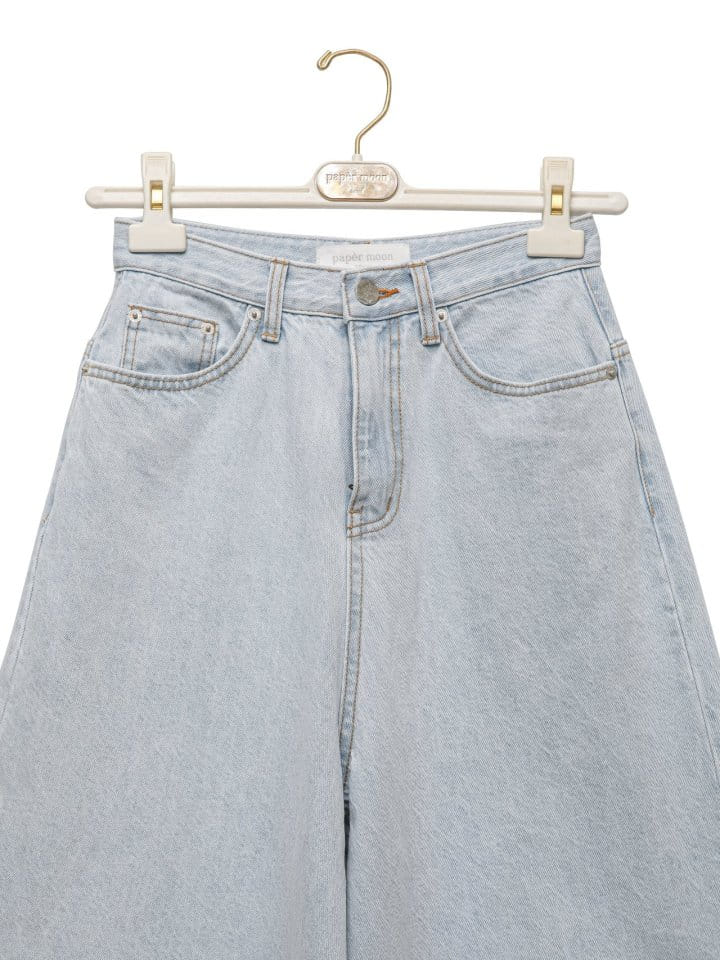 Paper Moon - Korean Women Fashion - #momslook - iced blue wide leg flared denim jeans - 6
