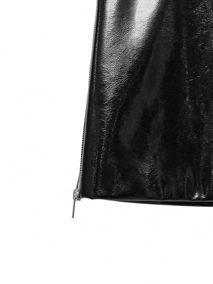 Paper Moon - Korean Women Fashion - #momslook - patent leather zip detail layered mini skirt - 11