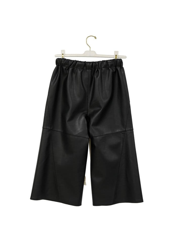Paper Moon - Korean Women Fashion - #momslook - drawstring leather wide culottes trousers  - 6