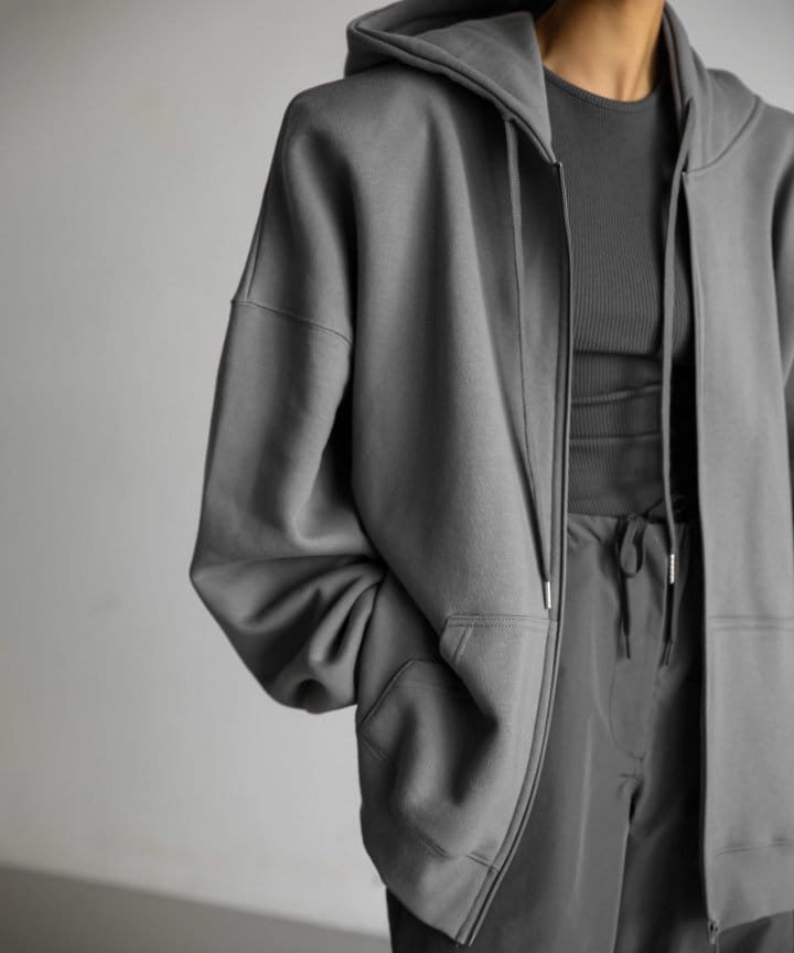 Paper Moon - Korean Women Fashion - #momslook - super oversized padded shouder detail full zipped hoodie - 3