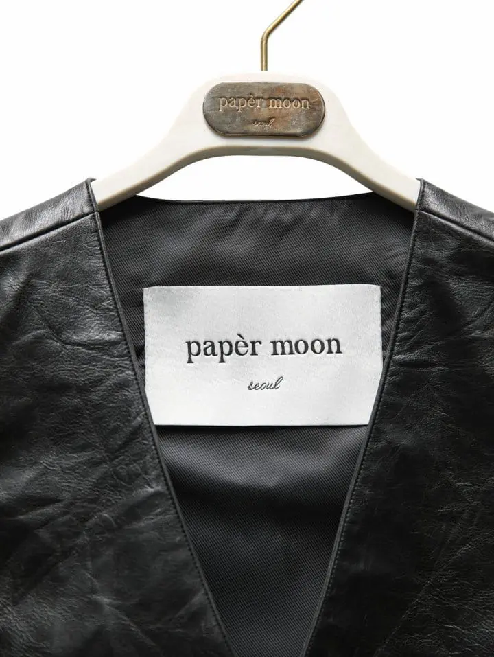 Paper Moon - Korean Women Fashion - #momslook - vegan washed leather button down vest - 7