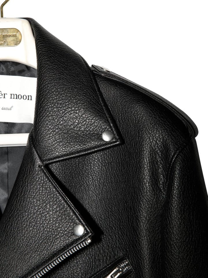 Paper Moon - Korean Women Fashion - #momslook - oversized chunky zipped vegan leather biker jacket - 10