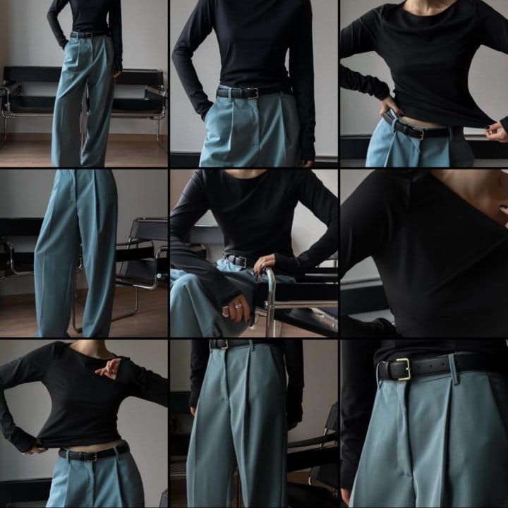 Paper Moon - Korean Women Fashion - #womensfashion - high waist one pleated wide trousers - 4