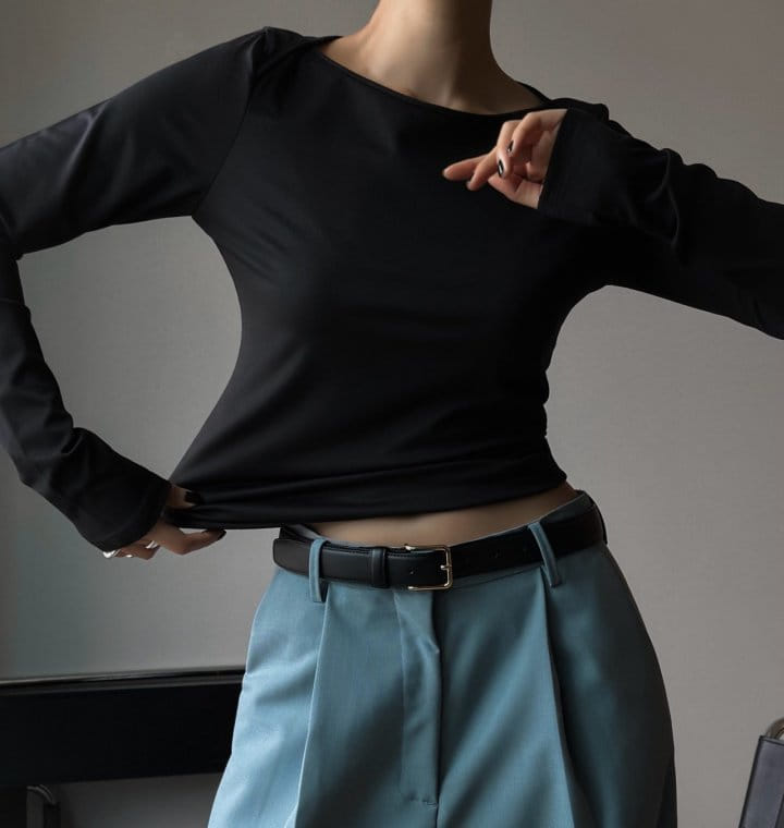Paper Moon - Korean Women Fashion - #momslook - boatneck detail long sleeved t ~ shirt - 3