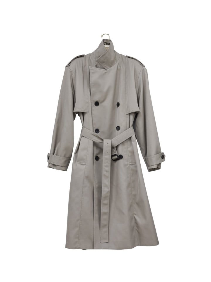 Paper Moon - Korean Women Fashion - #womensfashion - padded detail oversized double breasted trench coat - 4