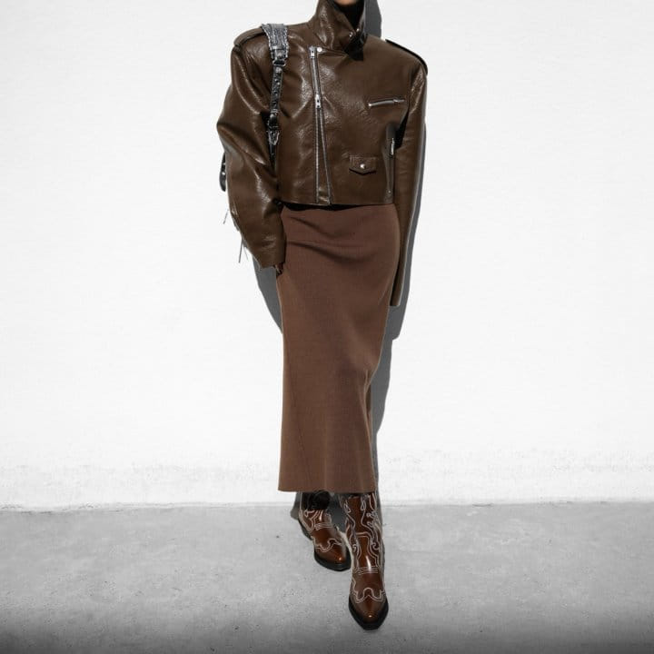 Paper Moon - Korean Women Fashion - #momslook - oversized vegan leather cropped chunky biker jacket - 5