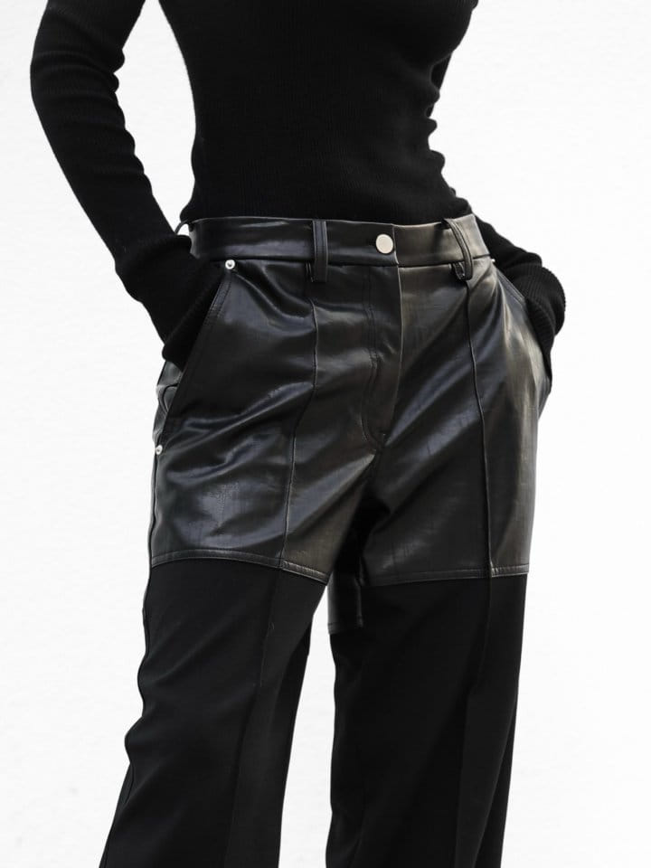 Paper Moon - Korean Women Fashion - #womensfashion - lambskin touch bi ~ fabric wide trousers - 4