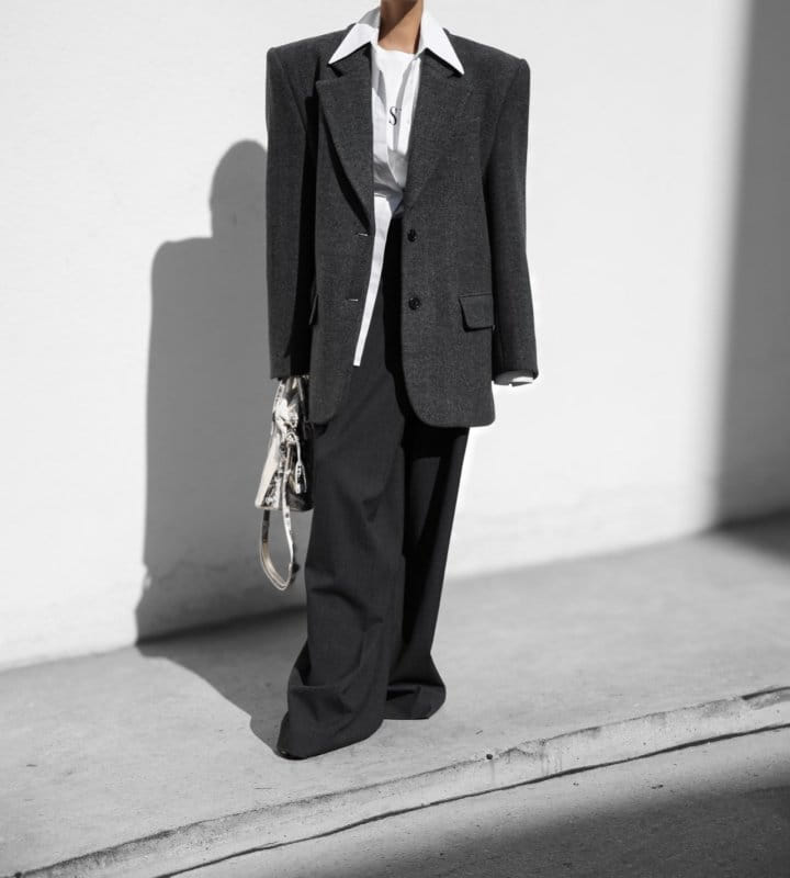 Paper Moon - Korean Women Fashion - #momslook - LUX herringbone wool oversized blazer - 3
