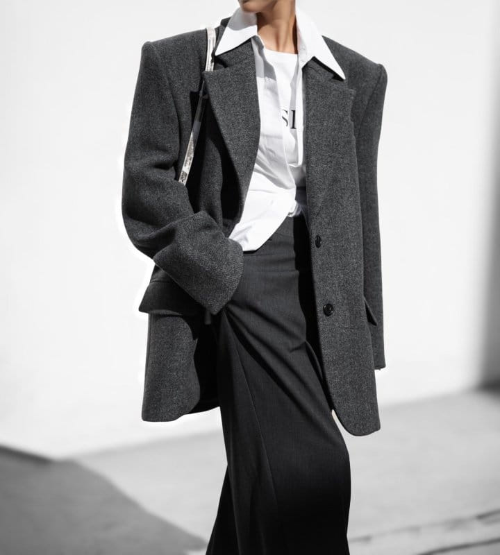 Paper Moon - Korean Women Fashion - #momslook - LUX herringbone wool oversized blazer - 7