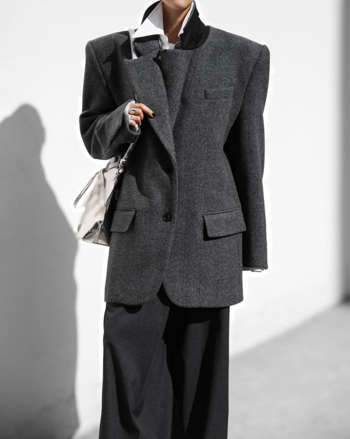 Paper Moon - Korean Women Fashion - #momslook - LUX herringbone wool oversized blazer - 9