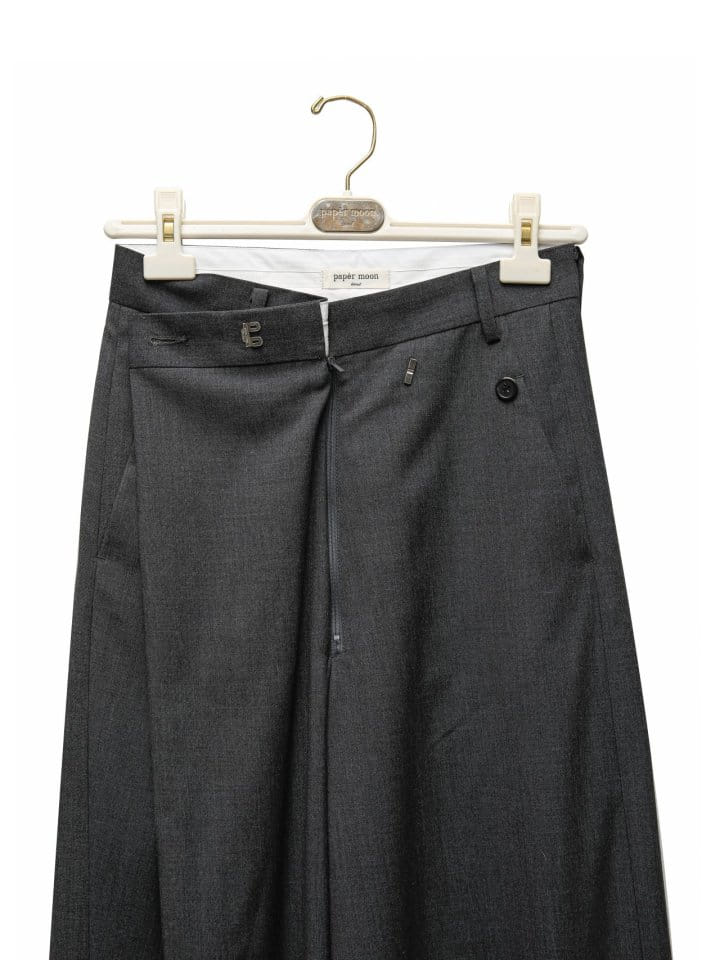 Paper Moon - Korean Women Fashion - #momslook - asymmetry pin tuck wide maxi trousers - 10