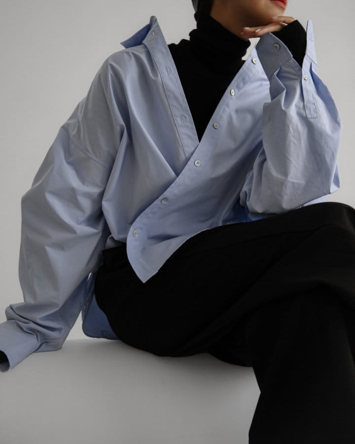 Paper Moon - Korean Women Fashion - #momslook - Swing Collar Button Down Shirt  - 2