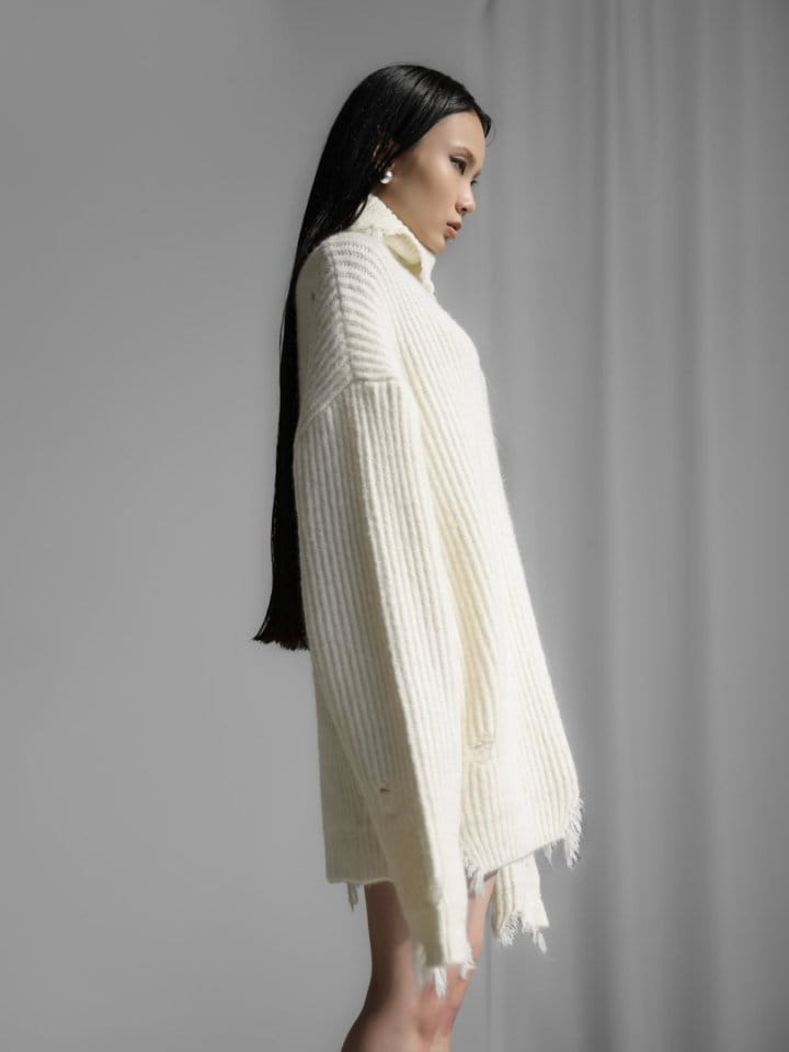 Paper Moon - Korean Women Fashion - #pursuepretty - alpaca blend wool chunky oversized distressed turltleneck knit