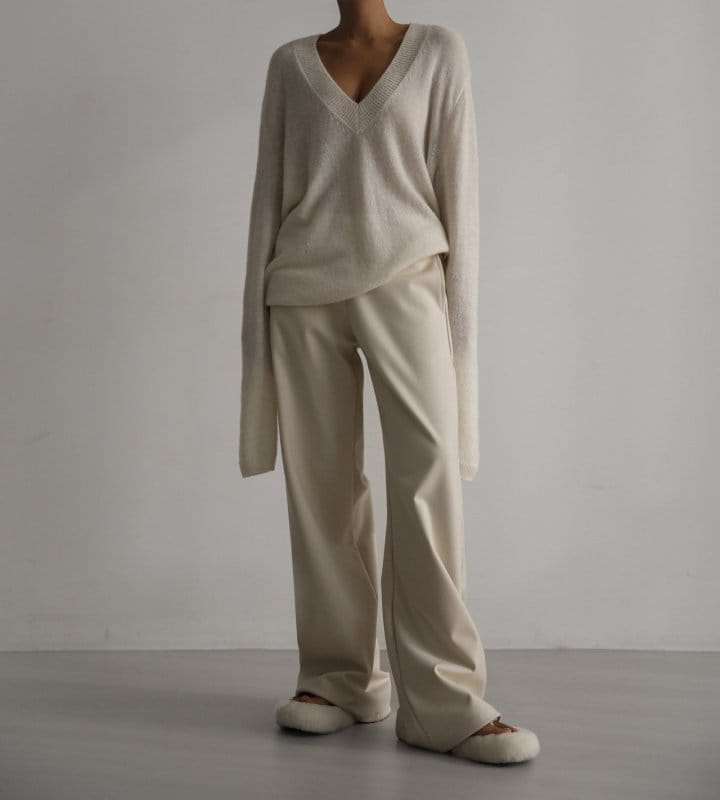Paper Moon - Korean Women Fashion - #pursuepretty - herringbone fabric banded wide trousers - 2