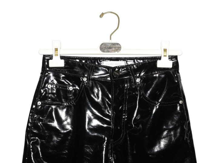 Paper Moon - Korean Women Fashion - #restrostyle - patent vegan leather coated straight pants - 7