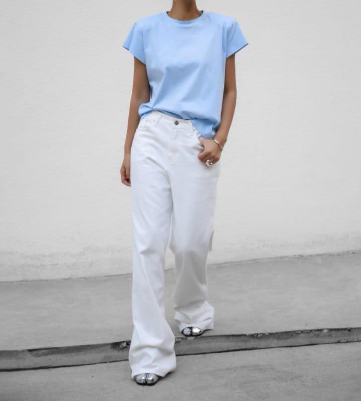 Paper Moon - Korean Women Fashion - #restrostyle -  premium cotton classic slim padded t ~ shirt - 2
