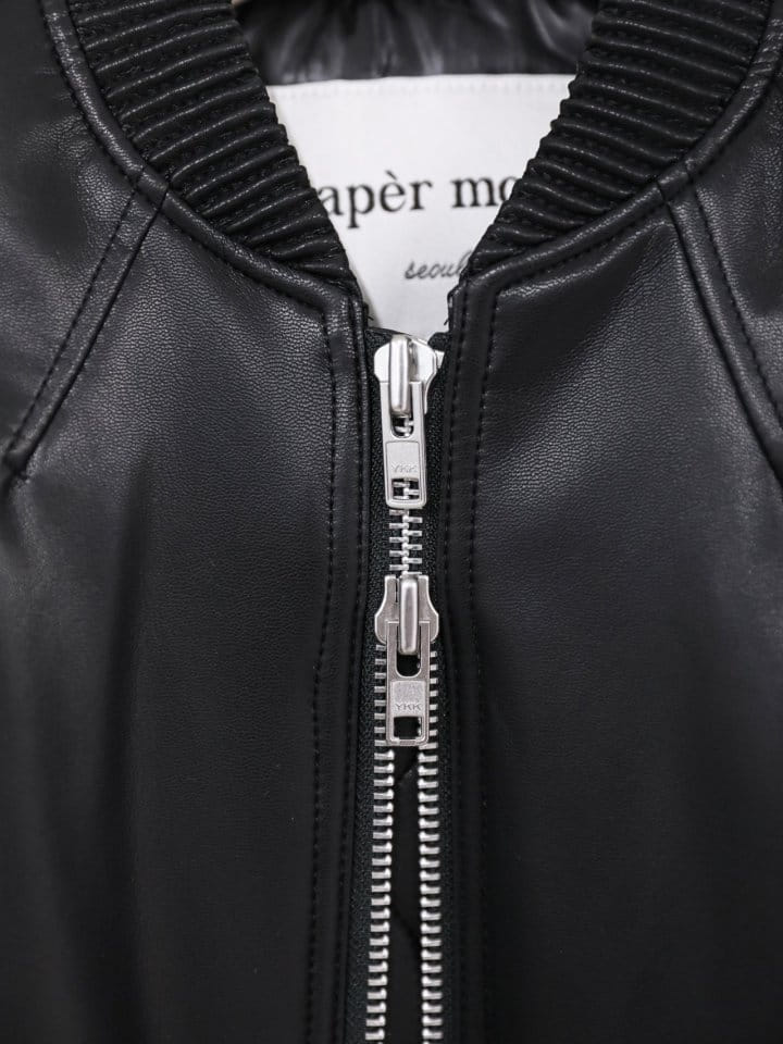 Paper Moon - Korean Women Fashion - #romanticstyle - vegan leather cropped bomber jacket - 11