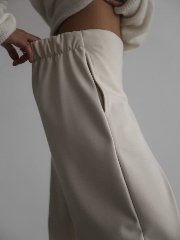 Paper Moon - Korean Women Fashion - #restrostyle - herringbone fabric banded wide trousers - 4