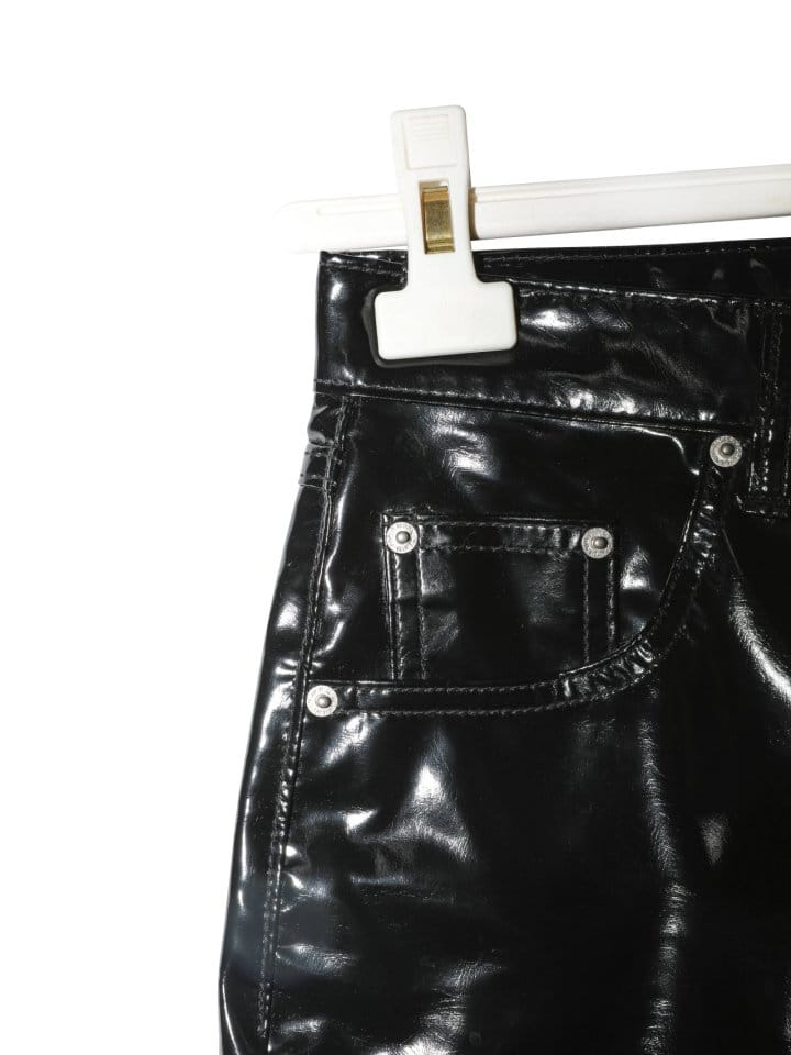 Paper Moon - Korean Women Fashion - #romanticstyle - patent vegan leather coated straight pants - 8