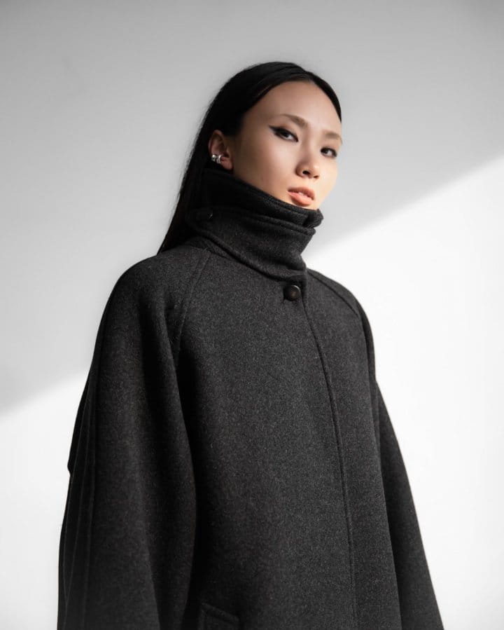 Paper Moon - Korean Women Fashion - #shopsmall - wool oversized high neck collar balmacaan coat - 2