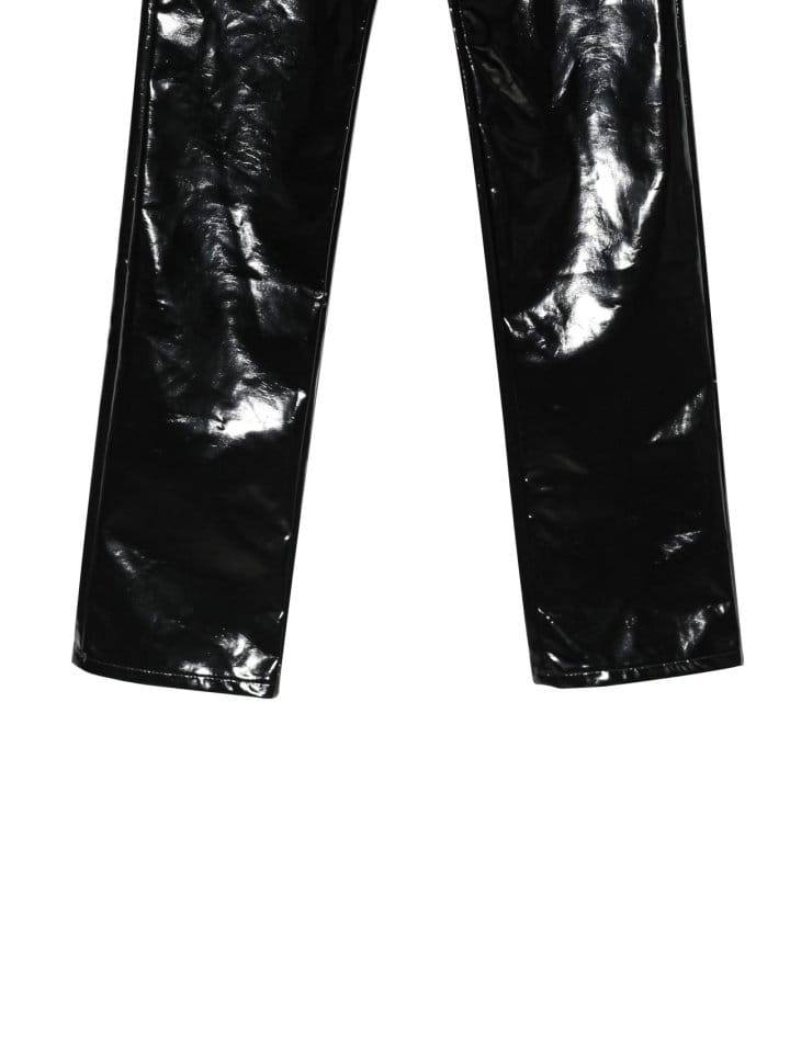 Paper Moon - Korean Women Fashion - #shopsmall - patent vegan leather coated straight pants - 9