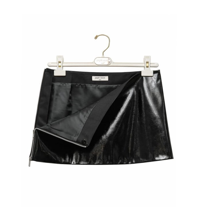 Paper Moon - Korean Women Fashion - #thatsdarling - patent leather zip detail layered mini skirt - 7