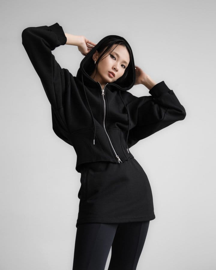 Paper Moon - Korean Women Fashion - #thelittlethings - corset detail two way hooded full zipped up - 2