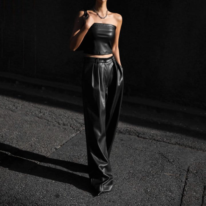 Paper Moon - Korean Women Fashion - #thelittlethings - off shoulder vegan leather tube top