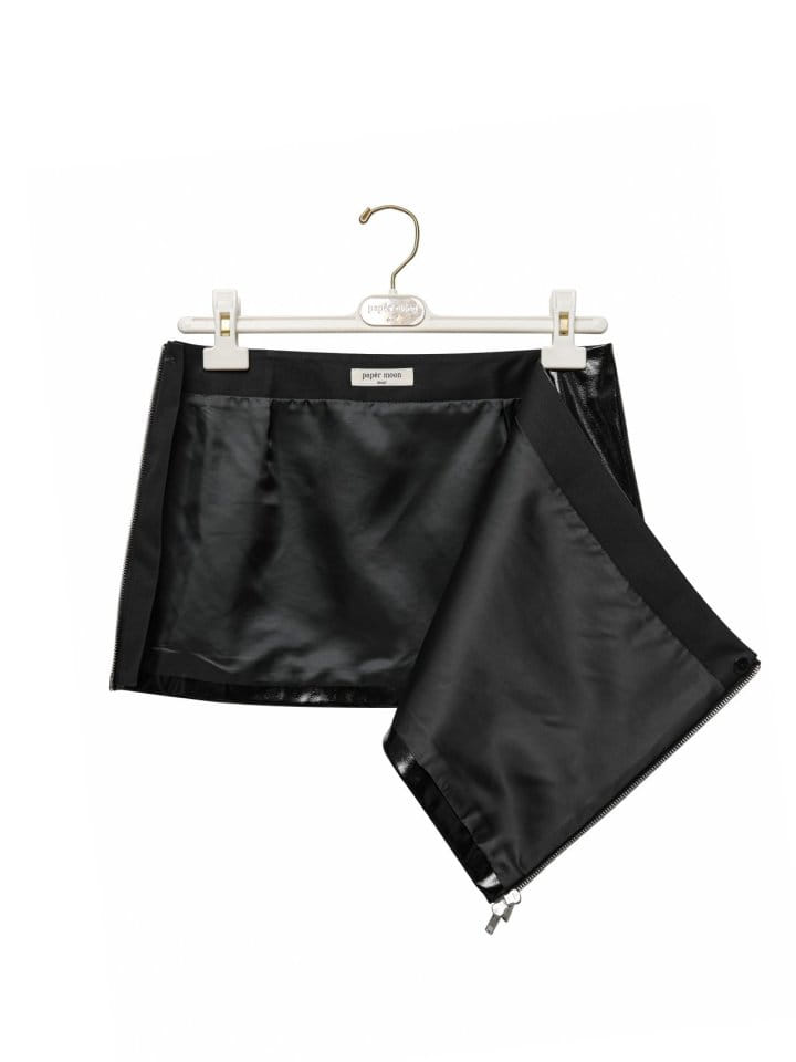 Paper Moon - Korean Women Fashion - #thelittlethings - patent leather zip detail layered mini skirt - 8