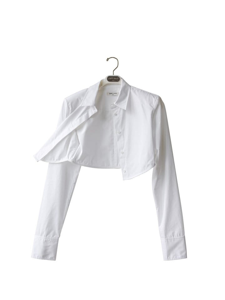 Paper Moon - Korean Women Fashion - #vintagekidsstyle - LUX shoulder pad cropped button down shirt - 3