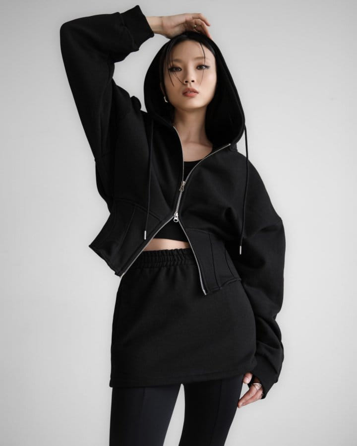 Paper Moon - Korean Women Fashion - #momslook - corset detail two way hooded full zipped up - 4