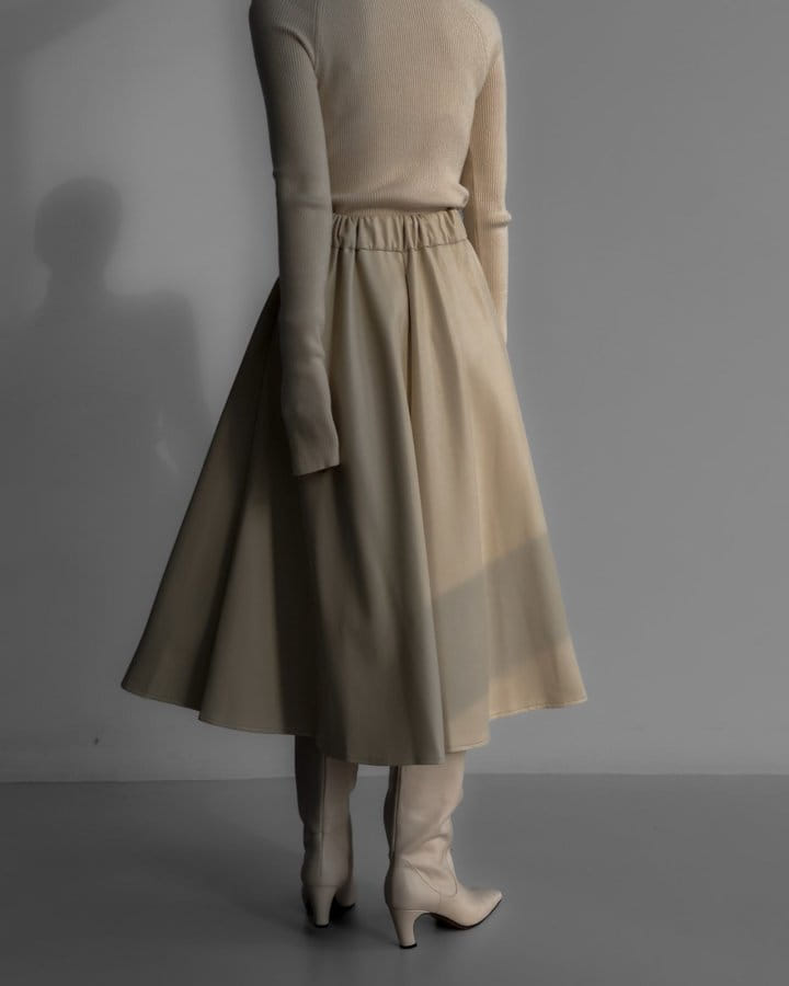 Paper Moon - Korean Women Fashion - #womensfashion - vegan leather A - line flared midi skirt - 2