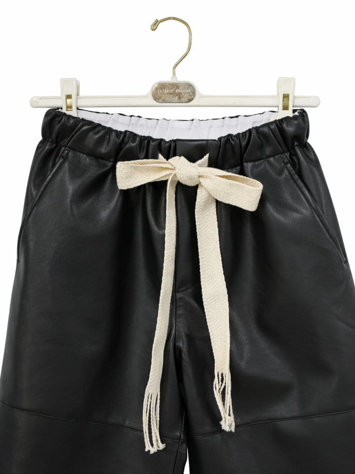 Paper Moon - Korean Women Fashion - #womensfashion - drawstring leather wide culottes trousers  - 11